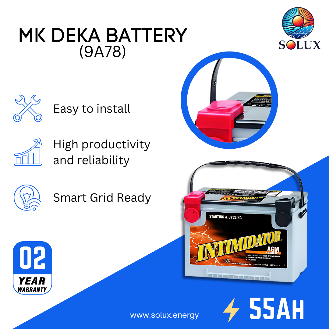 This is an image of MK Deka 12V SLA Battery 55Ah AGM